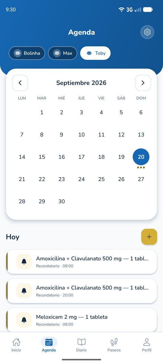 Agenda: Todos los recordatorios del día, de vacunas a dosis de medicamento.
