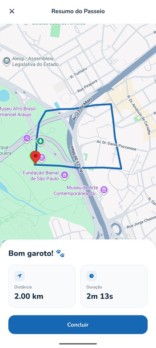 Passeio no mapa: Traçado, distância e tempo — bônus do Pro.